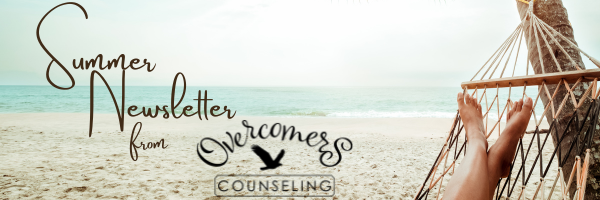 Summer Newsletter from Overcomers Counseling: bare feet in a hammock on a sunny beach